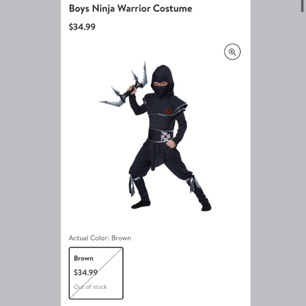 Ninja warrior halloween costumes 6-8Y & 8-10Y